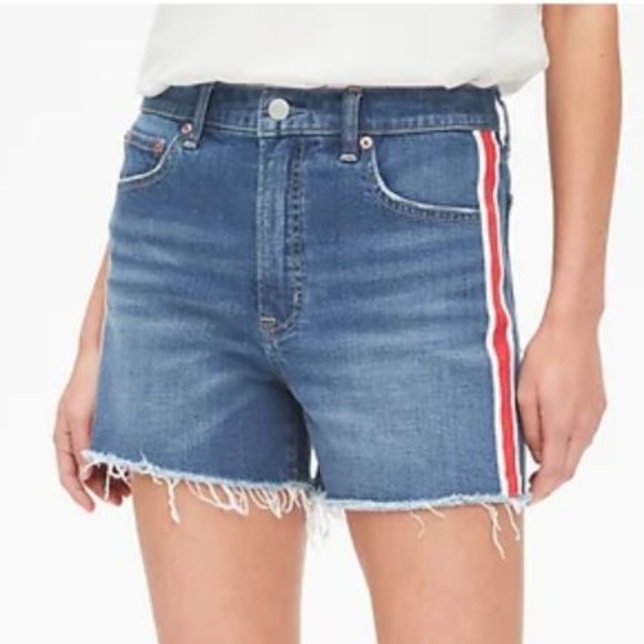GAP Pants - GAP High Rise 4" Denim Shorts, Stripes, NWT